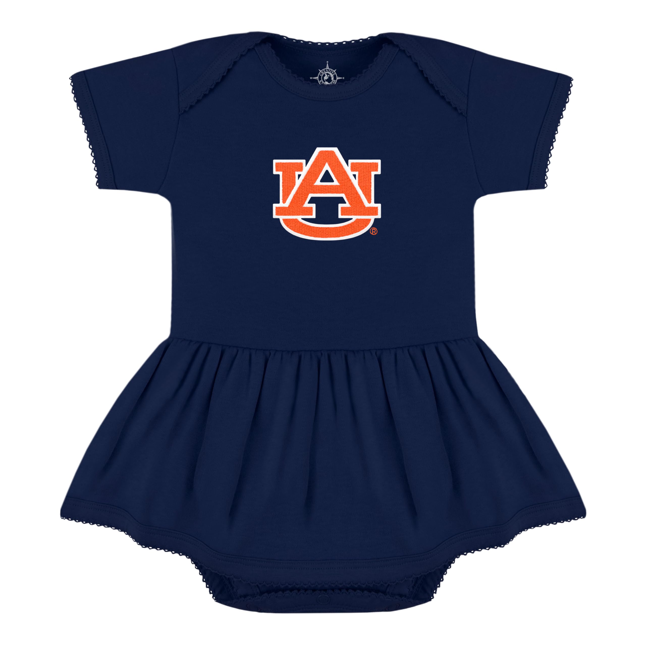 Creative Knitwear College Baby Picot Bodysuit Dress - Auburn Tigers AU Logo - Navy - 6-9 Months