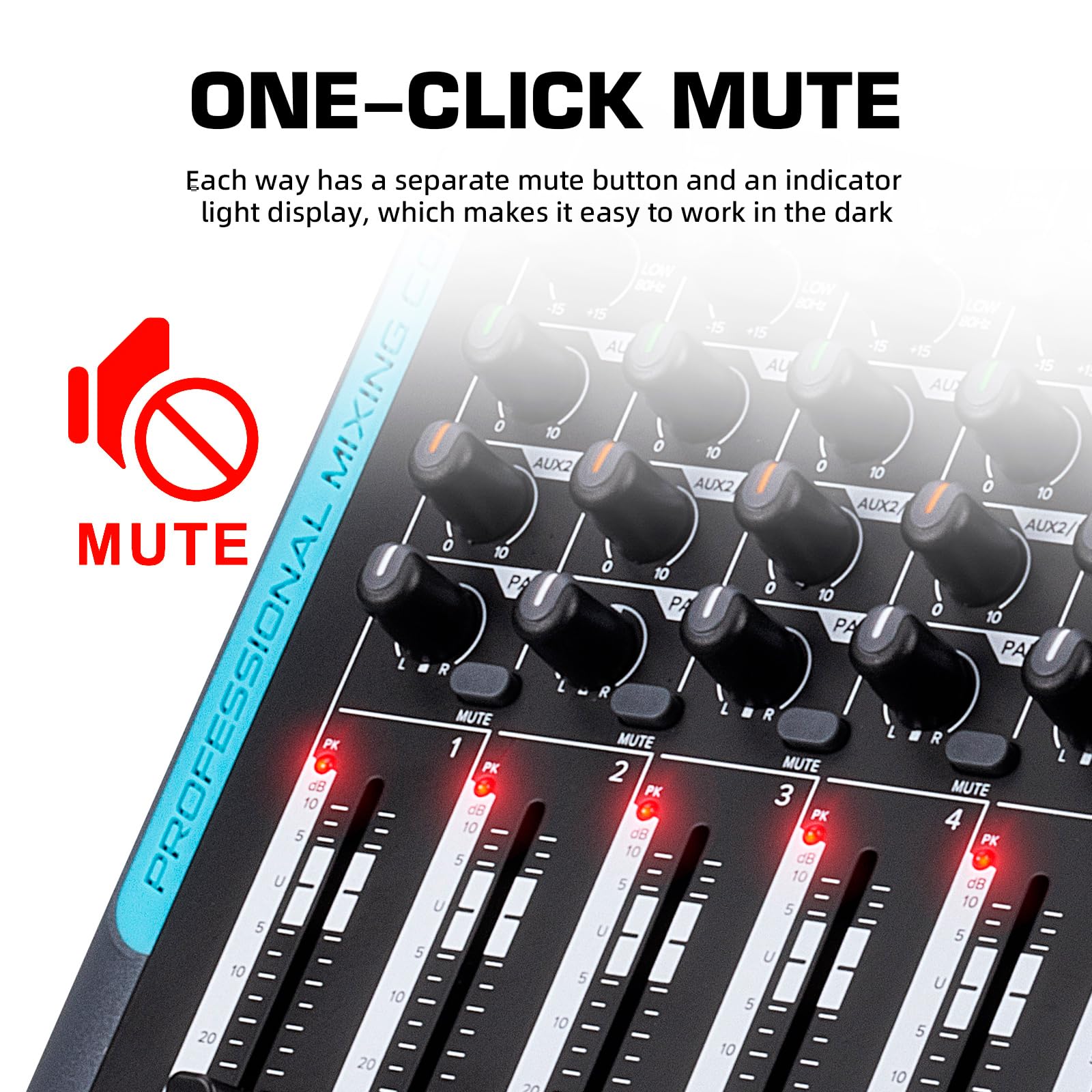 Mixeur DJ 10 Canaux avec Effets Numériques DSP 99, USB, Alimentation Fantôme 48V pour Karaoké, Enregistrement Studio et Performance Live (DP-10)