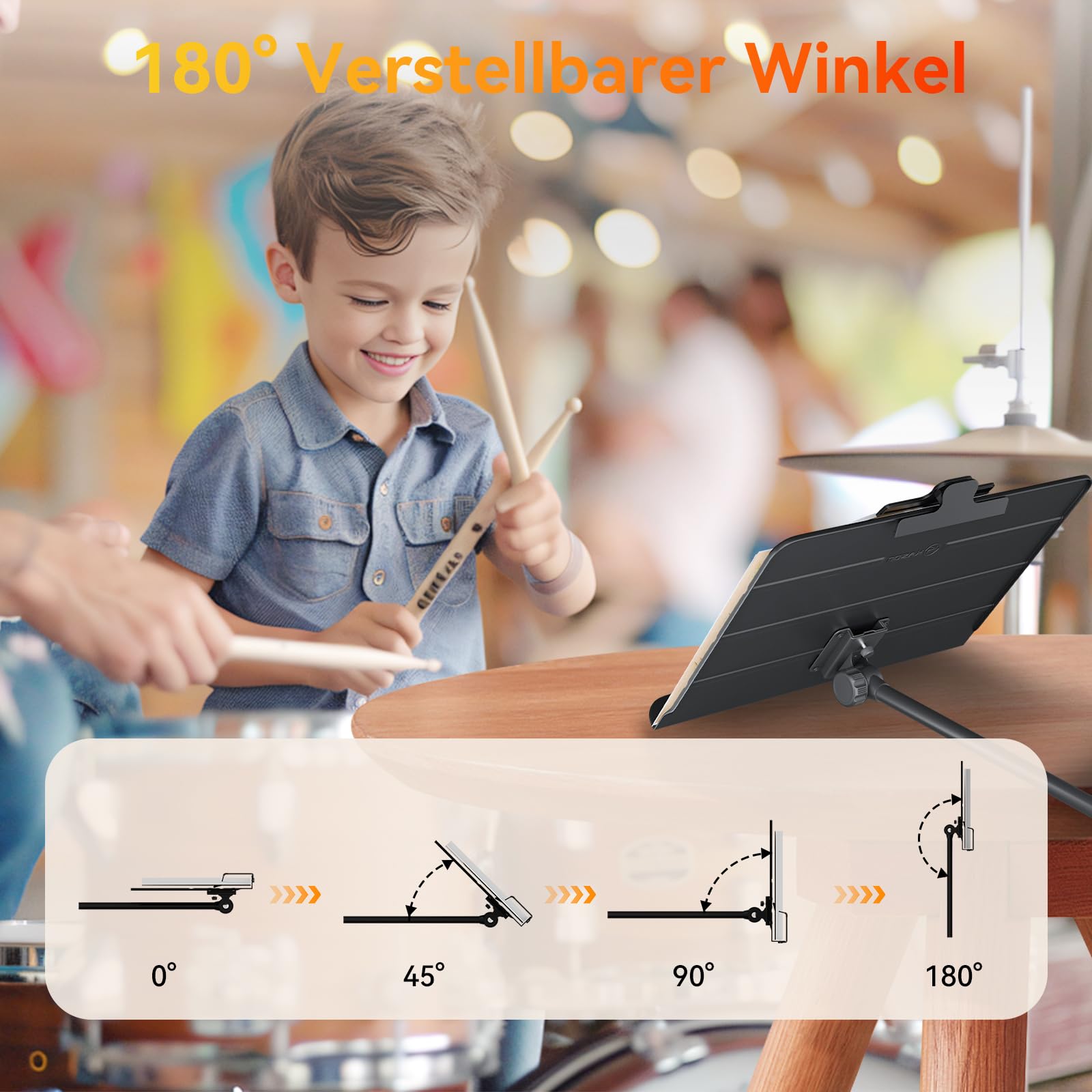 K Kasonic Faltbarer Notenständer, 2-in-1 Zusammenklappbarer Notenständer mit Notenblattmappe, Tragbarer Notenständer-Set für Aufführungen, Notenständer-Tripod für Musikalische Bedürfnisse, Schwarz