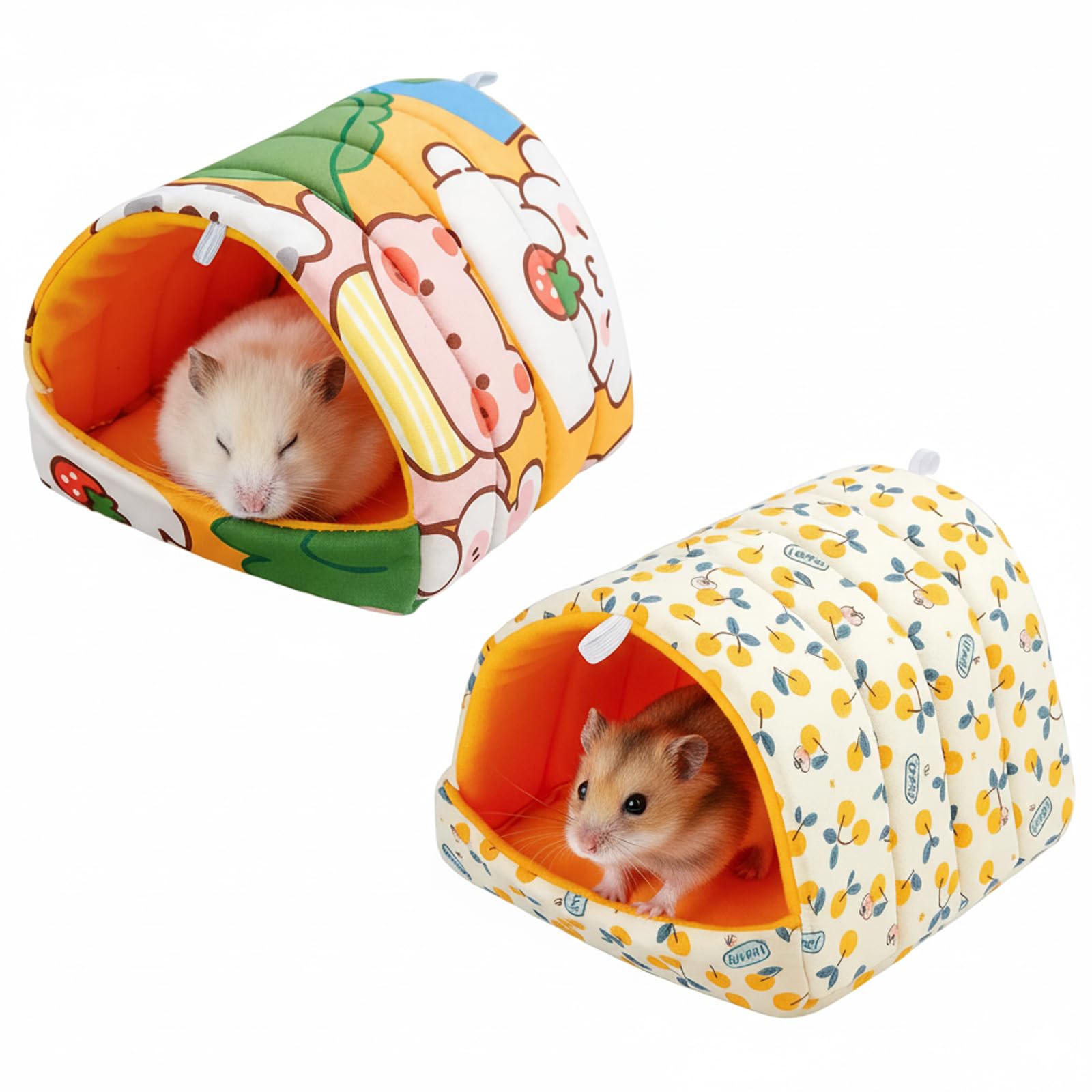 GYTFOG 2PCS Guinea Pig Bed, Guinea Pig House, Cave Cozy Hamster Small Animal Beds Hideout, Washable Soft Hamster Bed for Small Pets, for Dwarf Rabbits Hamsters Hedgehogs (Two Styles)