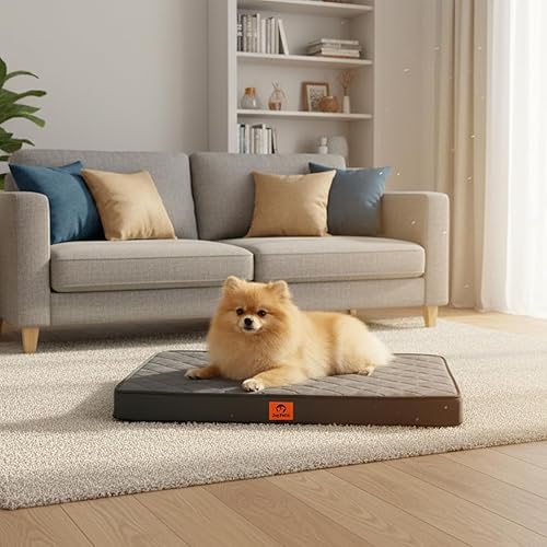 Miniatura 8 de Acogedoras camas para perros pequeños, cama ortopédica de espuma para mascotas con funda extraíble/lavable/impermeable y parte inferior