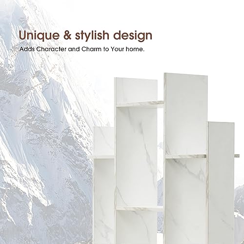 Miniatura 4 de ivinta Estantería en forma de montaña, estantes abiertos grandes de 67 pulgadas con 2 cajones de almacenamiento, estante de exhibición para oficina