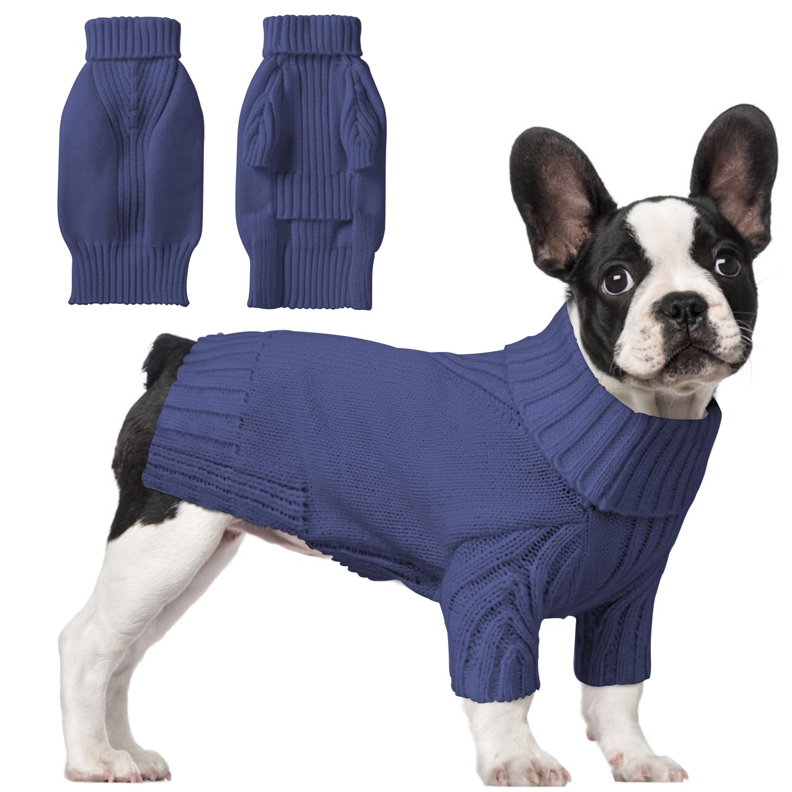 Dog Sweaters for Small Medium Large Dog, Classic Turtleneck Pet Clothes Warm Thermal Doggy Winter Coat, Thick Double Knitting Collar Pullover Cold Weather Puppy Jacket for Indoor &amp; Outdoor Wear
