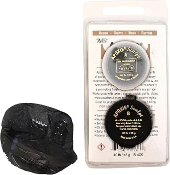 Aves Apoxie Sculpt - Modeling Compound 2 Part A & B - 1/10 Pound, Epoxy Sculpt for Sculpting, Modeling, Filling, Repairing, Simple to Use and Durable Air Dry Sculpt Black