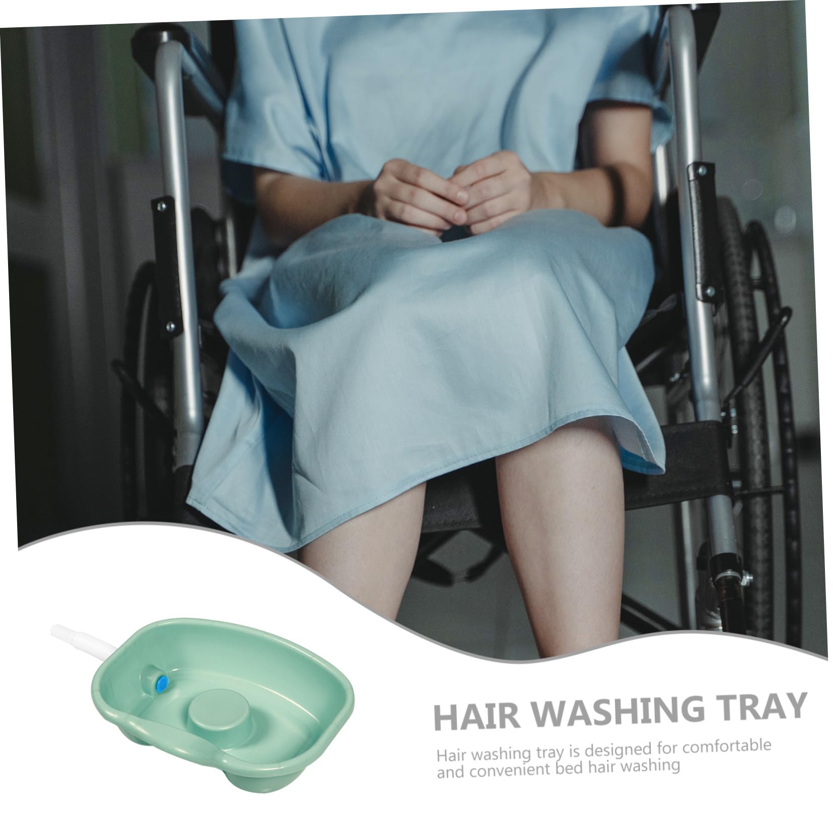 MAGICLULU Tragbares Shampoo Becken für Bettlägerige Schwangere und Senioren Ergonomisches Haarwaschbecken aus Kunststoff mit Gebogener Nackenkante für Komfortable Haarwäsche im Bett