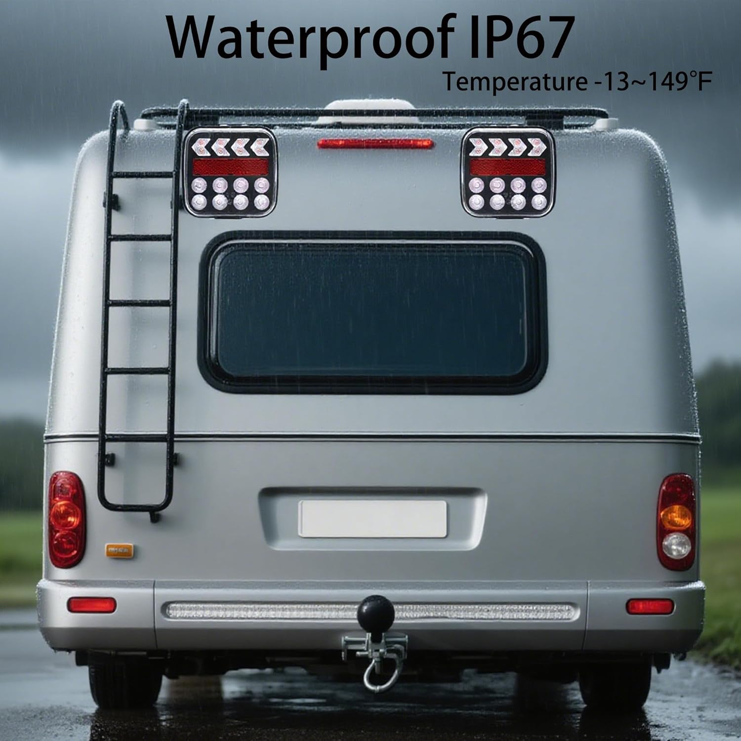 Wireless Magnetic Trailer Lights - Adjustable Magnetic Tow Light with Anti-Lost Wire Rope, IP68 Waterproof Rechargeable Led Trailer Light Kit for Truck, Boat, RV, Vehicle, Caravan
