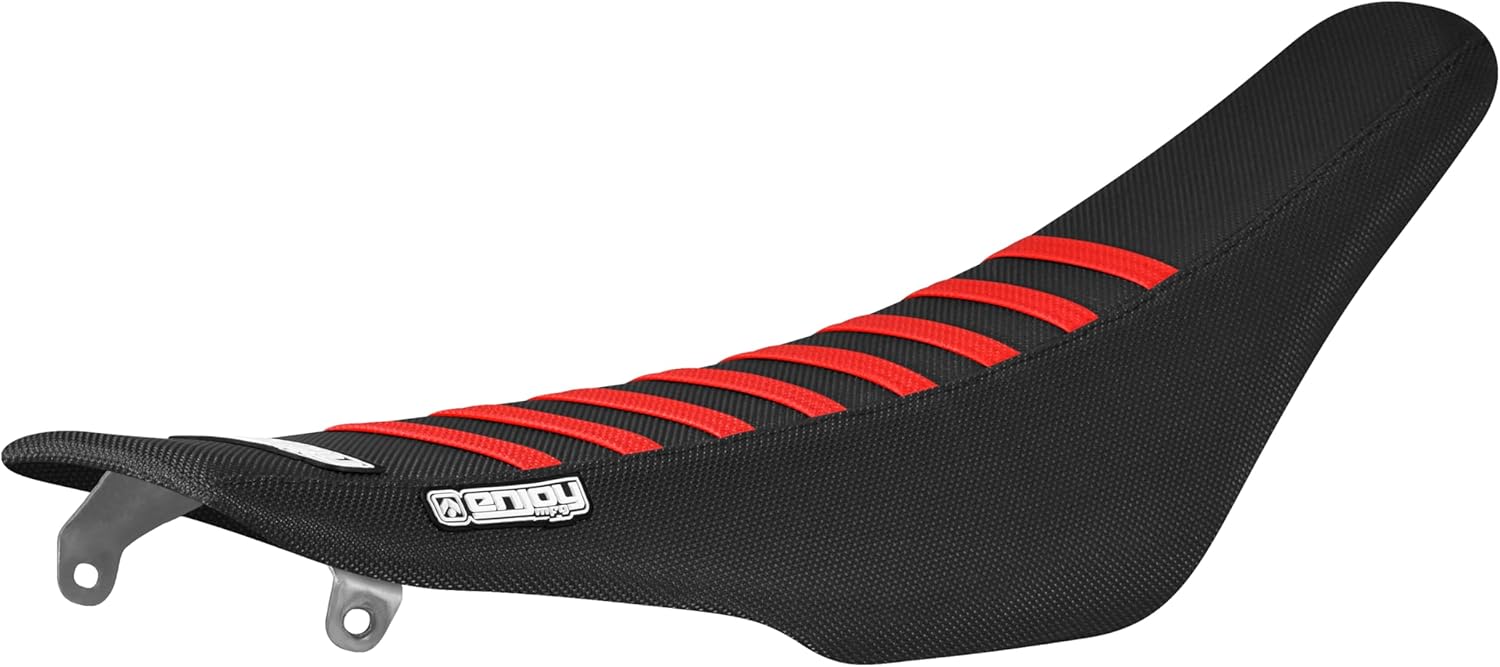 Enjoy Mfg Seat Cover - Compatible with Honda 2005-2008 CRF 450 CRF450 - All Red/Black Ribs #54