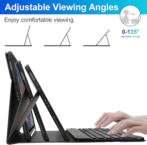 Miniatura 5 de SOPPY Funda con teclado Bluetooth para iPad de 11ª generación (A16) de 11 pulgadas 2025, 10ª generación de 10.9 pulgadas 2022, funda protectora