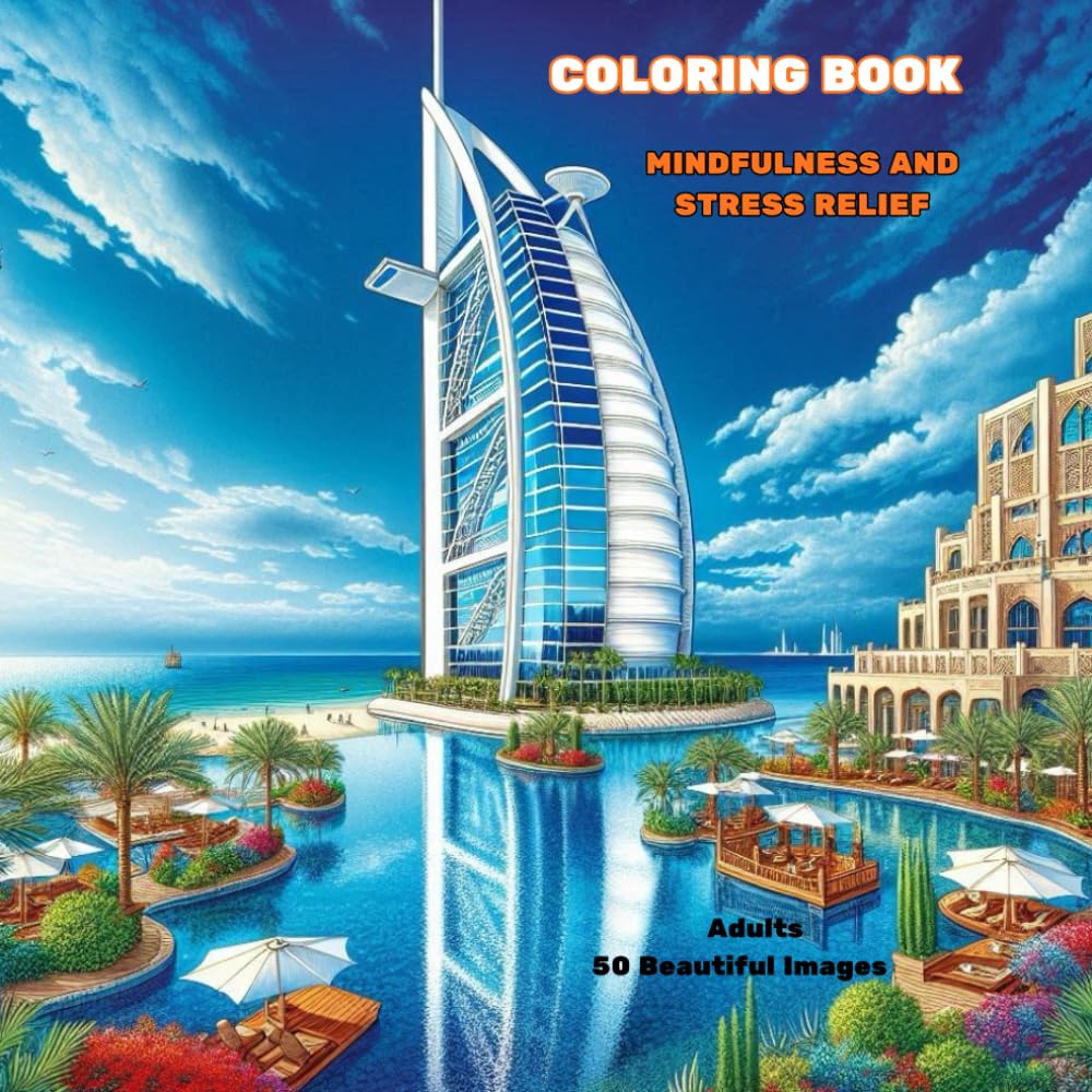 STRESS RELIEF ADULT COLORING BOOK: Mindfulness with Landscapes, Animals, Flowers and more.