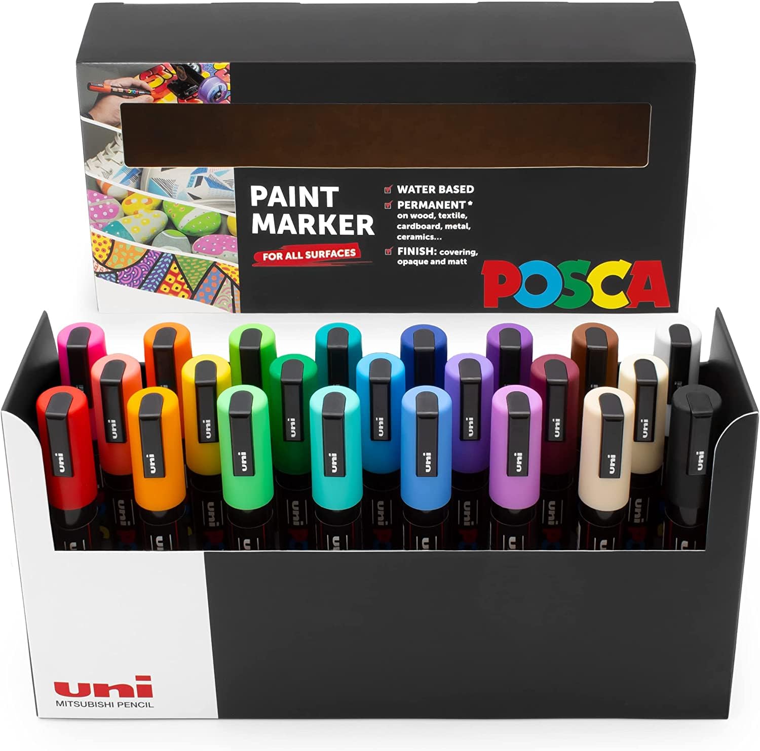 Posca - Rotuladores de pintura para arte, 1,8-2,5 mm, juego de regalo de escritorio (PC-5M juego de 23)