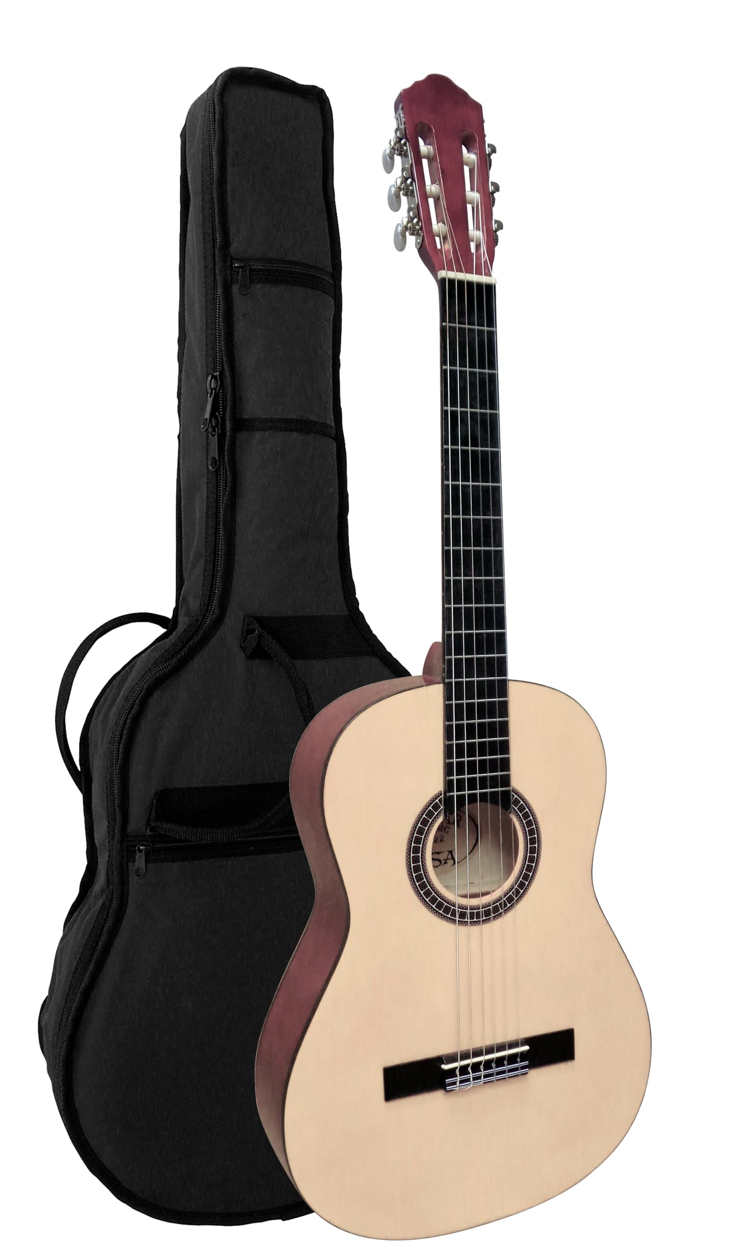4/4 guitare classique nature avec accessoire, set sac, cordes, plectre, accordeur