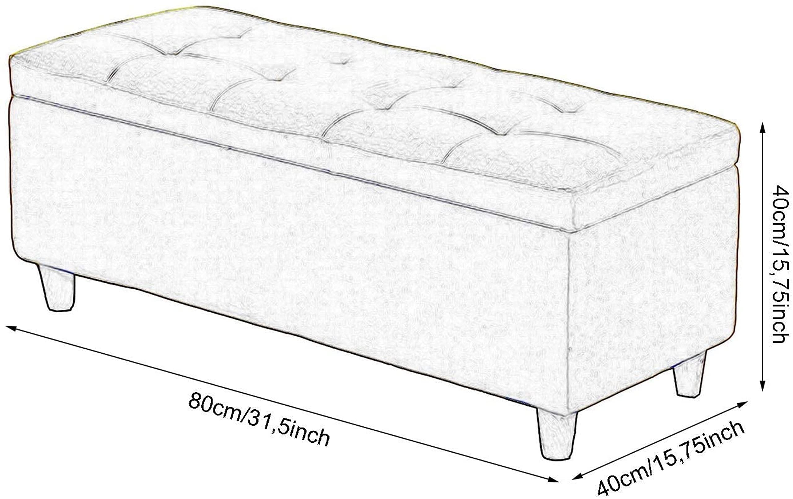 Banco otomano de Tela con Tapa abatible, Caja de Almacenamiento de 31 Pulgadas para Zapatos, Elegante Taburete de sofá con reposapiés Acolchado para Sala de Estar.