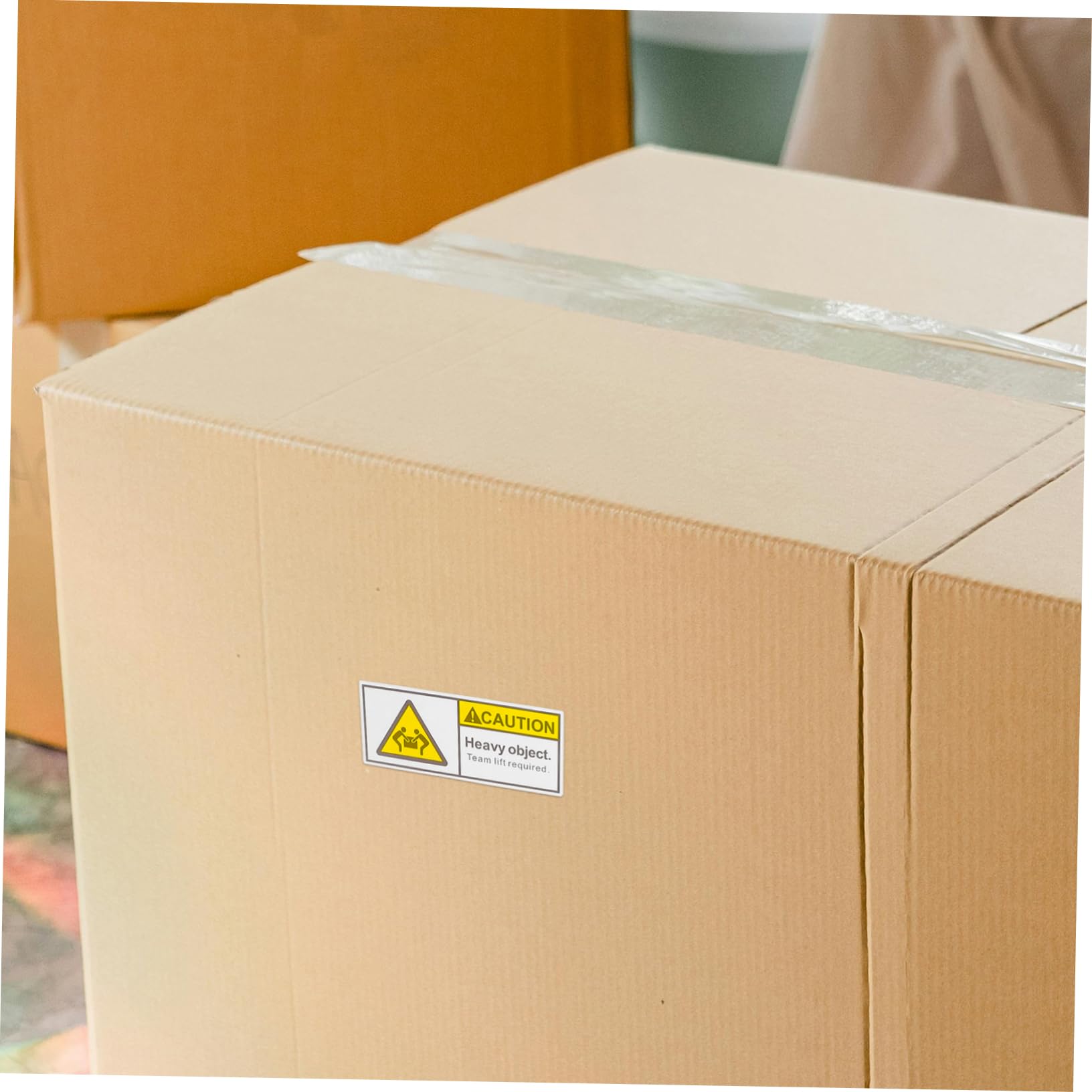 PRETYZOOM 4 Rouleaux Étiquettes Adhésives Avertissant des Objets Lourds Autocollants de Levage Équipe pour Expédition Étiquettes par Rouleau pour Logistique Gestion Entrepôt