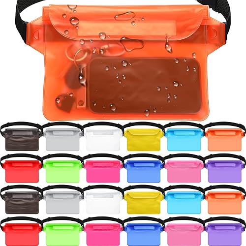 Paquete de 24 bolsas impermeables con correa ajustable para la cintura, sensible al tacto, bolsa impermeable para teléfono, bolsa protectora de agua disponible en Yaxa Colombia