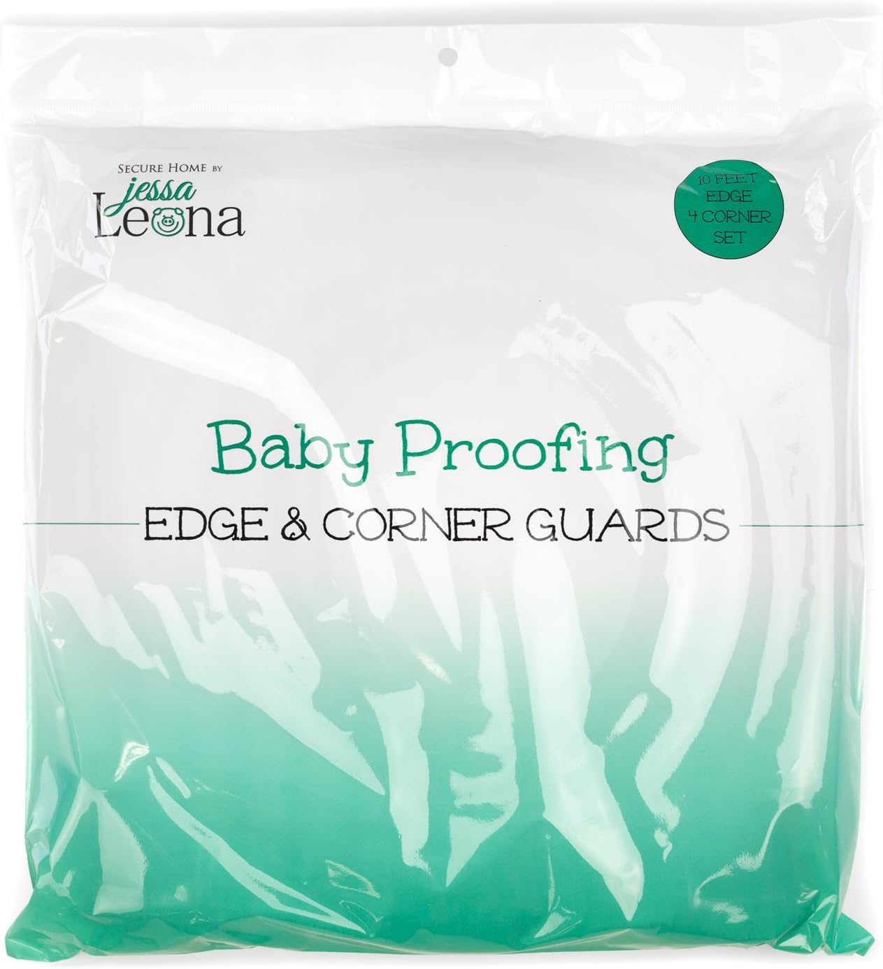 Corner and Edge Baby Proofing Guards (10' Edging and 4 Corners) - Pre-Applied Adhesive for Easy Installation - Subtle, Stylish Design Great for Any Home (Brown)