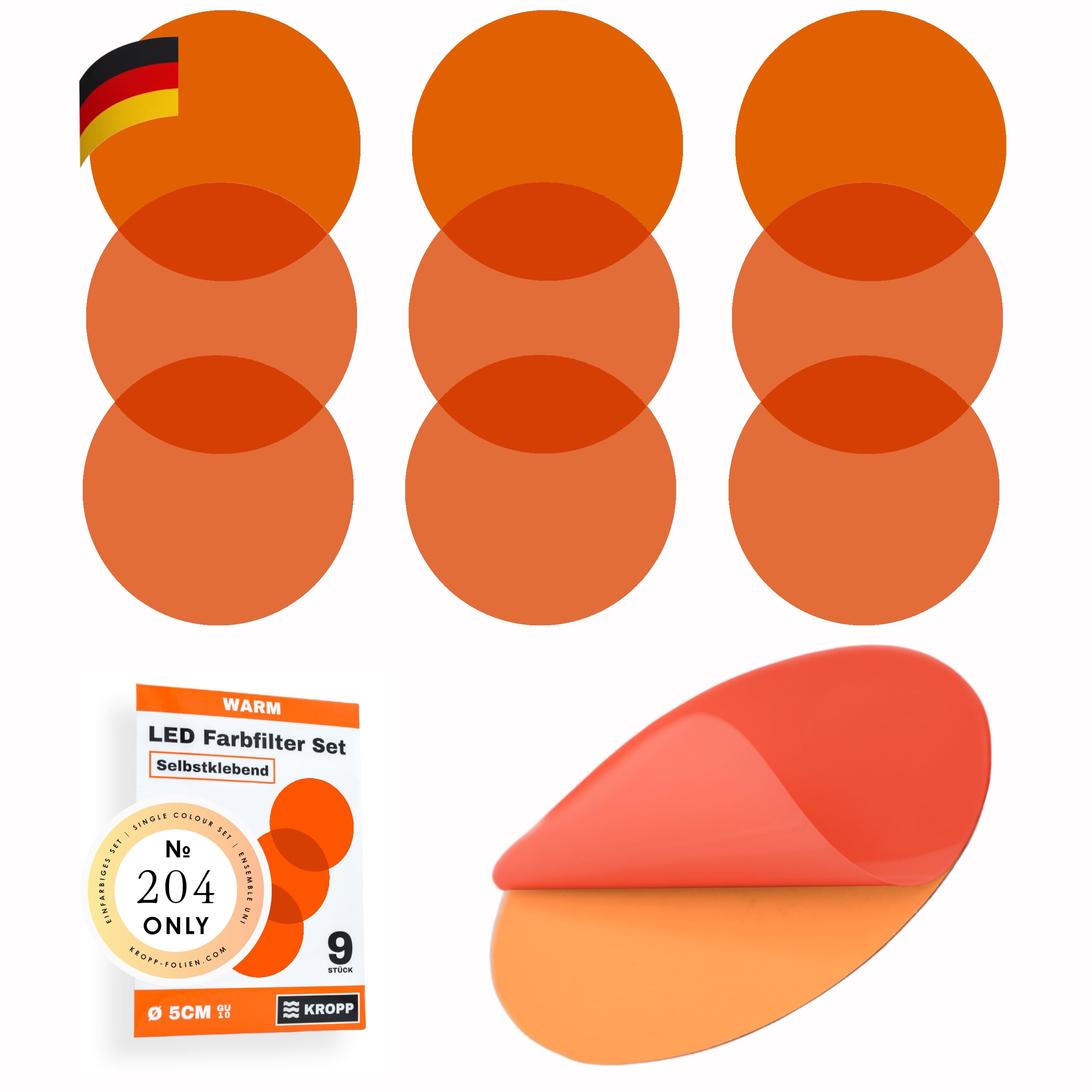Filtro de color blanco cálido autoadhesivo para corregir luces LED de 5 cm
