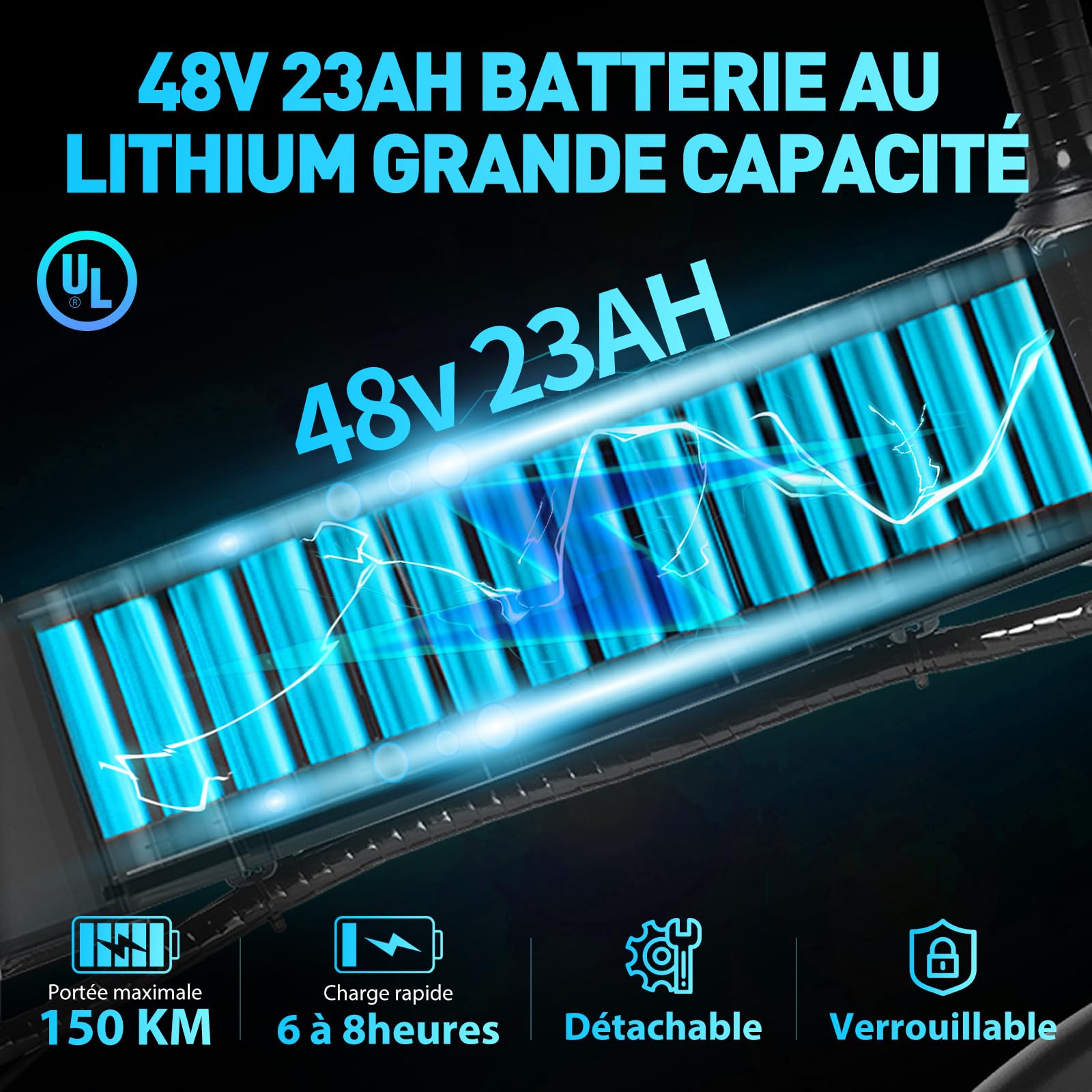H20 Pro Vélo Électrique Pliable, Autonomie 150km, Batterie Amovible 48V 23Ah, Double Moteur 170Nm, 20" Fat Bike Électrique, VTC 7 Vitesses, E-Bike Double Suspension, Double Disque, Écran LCD