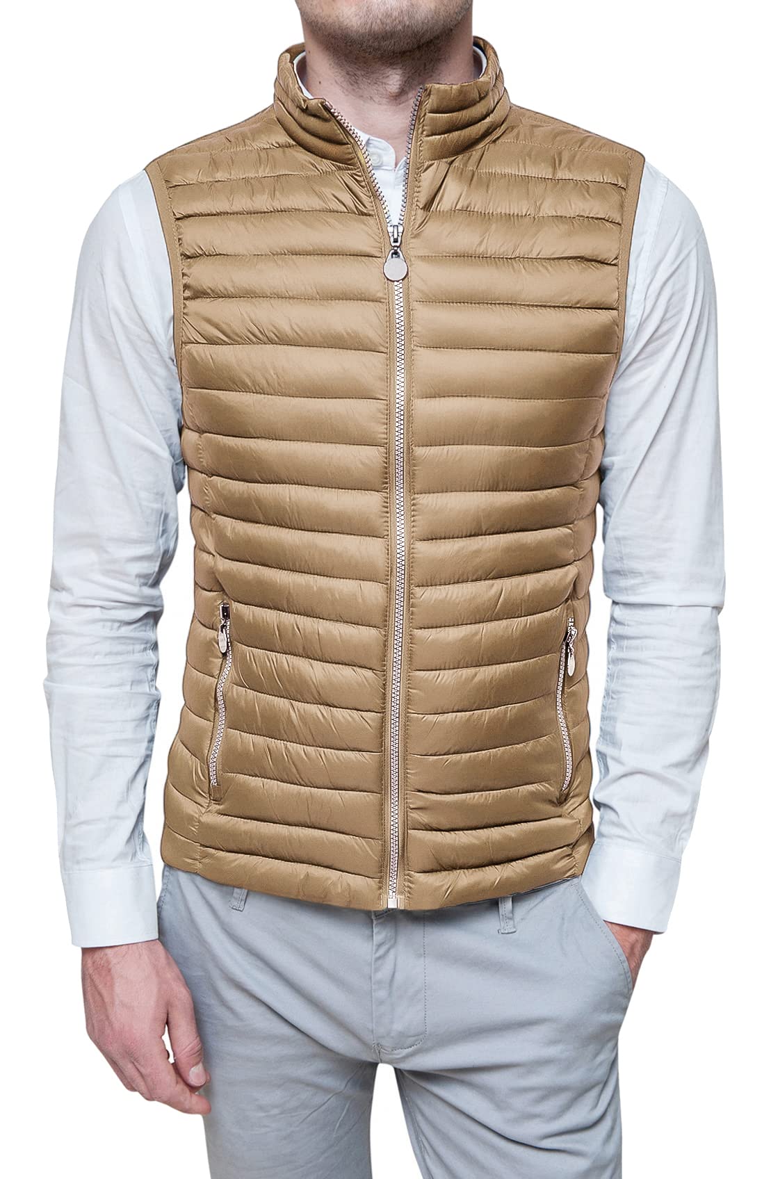 Evoga Men's Down Jacket Casual Sleeveless Vest Slim Fit Jacket