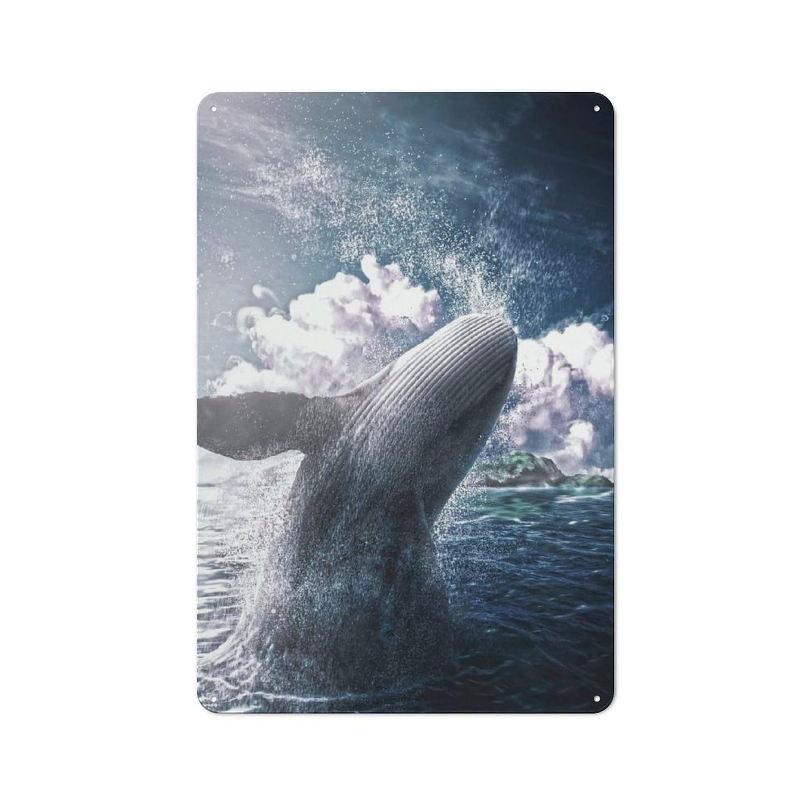 Junmoney Style-11 Ballena Workshop Style Metal Wall Decor 30X20cm, Decorative Metal Plaque For Garage, Hobby Room, Office Or Man Cave
