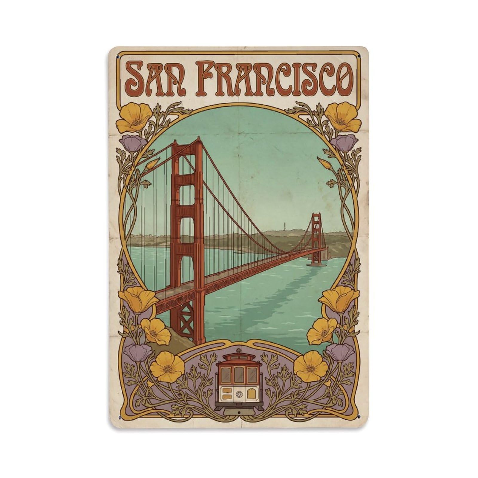 Gead 8X12inch Style Usa San Francisco Vintage Travel Metal Tin Sign