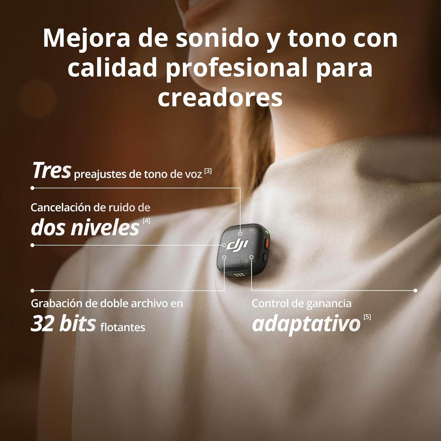 DJI Mic 3 (2 TX + 1 RX + Estuche de Carga), micrófono inalámbrico para iPhone/cámara/Android, Ultraligero, Control de Ganancia adaptativo para Volumen equilibrado, 28 Horas de Uso, vlog
