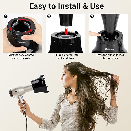 Miniatura 5 de Segbeauty Difusor universal de cabello rizado, accesorio difusor de cabello adaptable para peluquería, herramienta de peinado de calidad de
