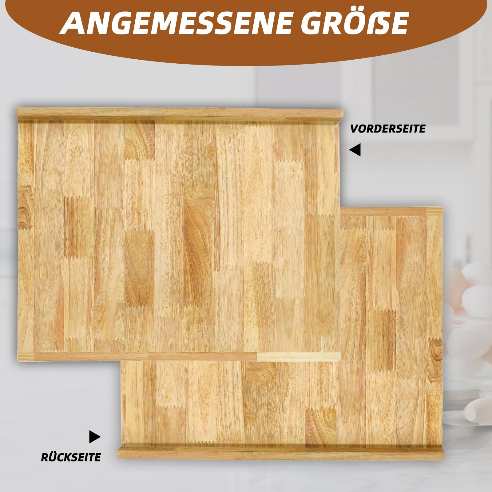 Holzbackbrett 70x50 cm – Teigbrett, Schneidebrett & Servierbrett | Rutschfest – Ideal zum Ausrollen von Teig, Schneiden & Servieren. Große Fläche für Brot, Gebäck & Snacks. Pflegeleicht.