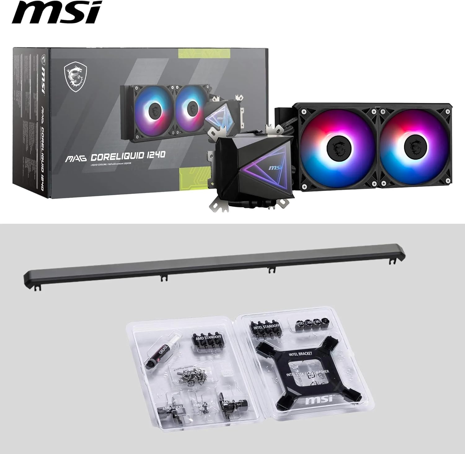 MSI Mag Coreliquid I240 Computer Cooling System Computer Case, W129019289 (Cooling System Computer Case All-in-One Liquid Cooler 12 Cm Black 1 Pc(S))