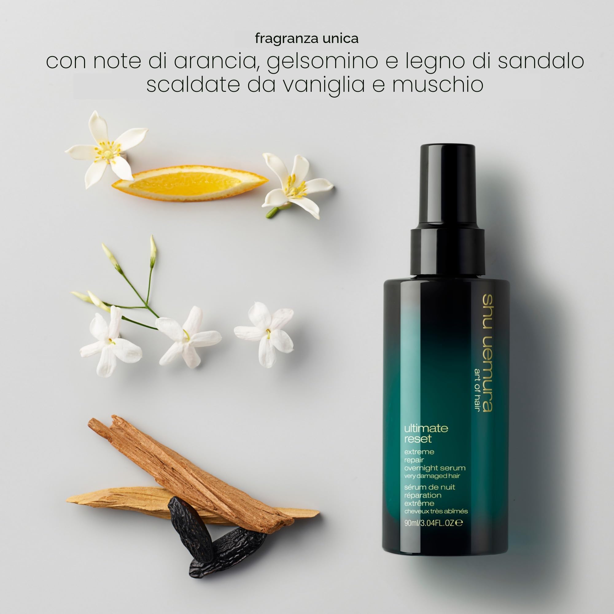 Shu Uemura Art of Hair, Siero Notte Ultra Riparatore, Idratazione Profonda, Protegge e Ripara i Capelli Danneggiati, Arricchito con Estratto di Riso e Peptidi, Ultimate Reset Overnight, 90 ml