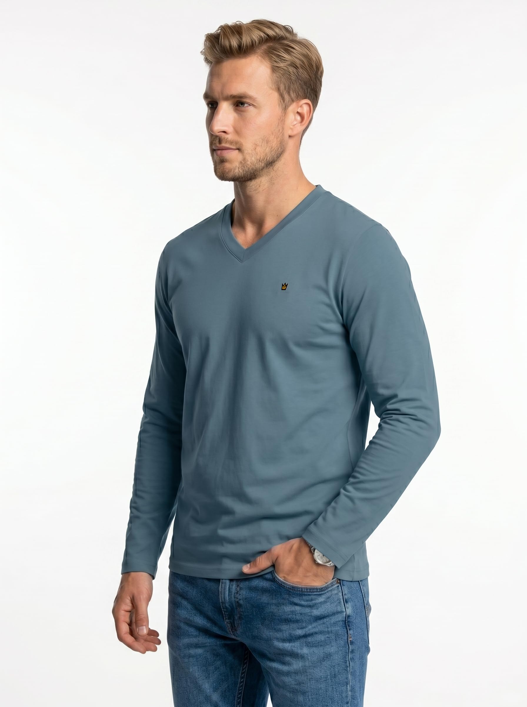 Confezione da 3, 4 magliette da uomo a maniche corte e lunghe con scollo a V, comode magliette con scollo a V per palestra, corsa, allenamento e uscite casual