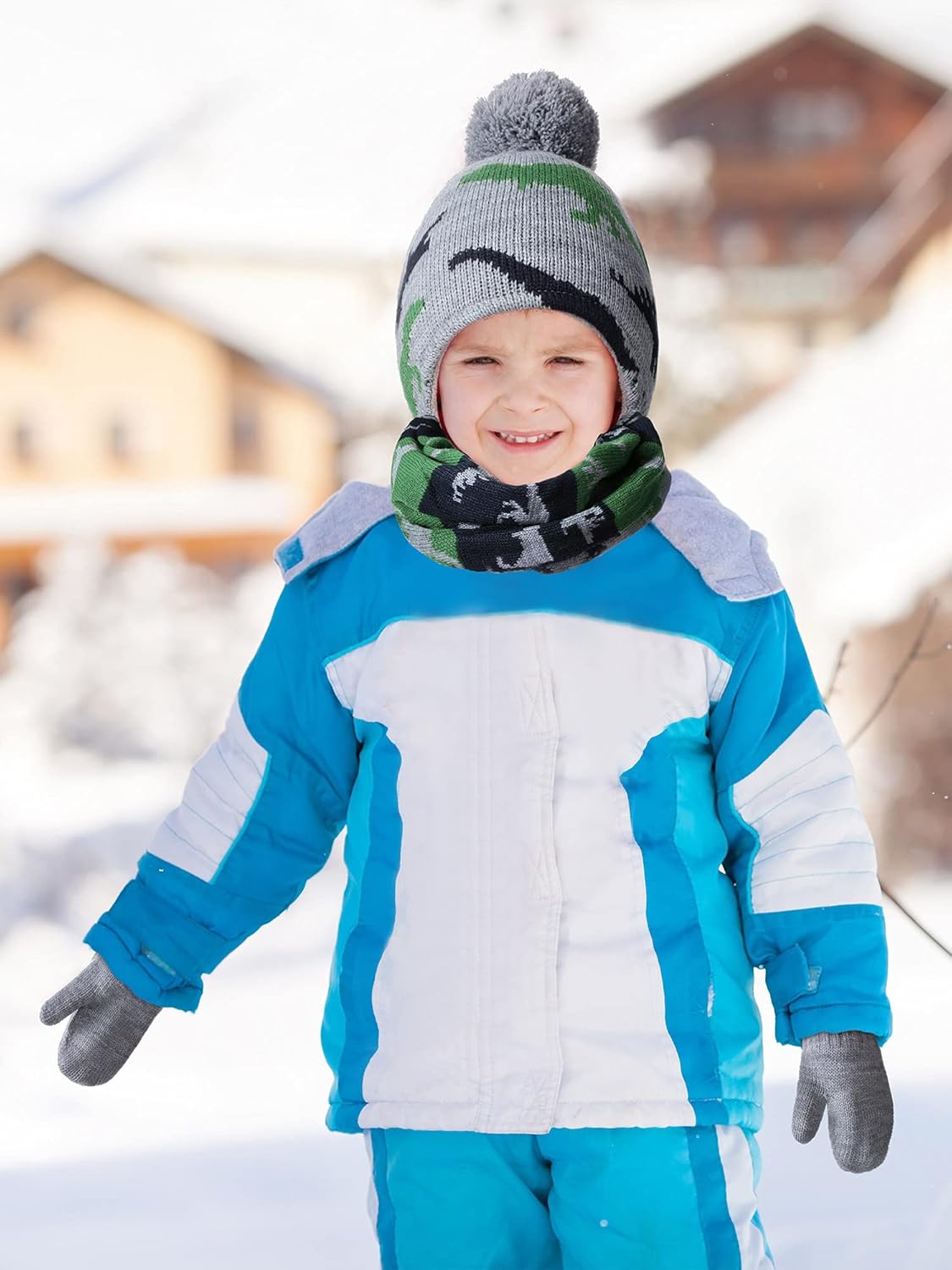 Geyoga 3 Pcs Baby Toddler Scarf Hat Gloves Set Boy Girl Knitted Cap Winter Earflap Beanie Mitten Neck Warmer Kid Fleece Lined - Image 6