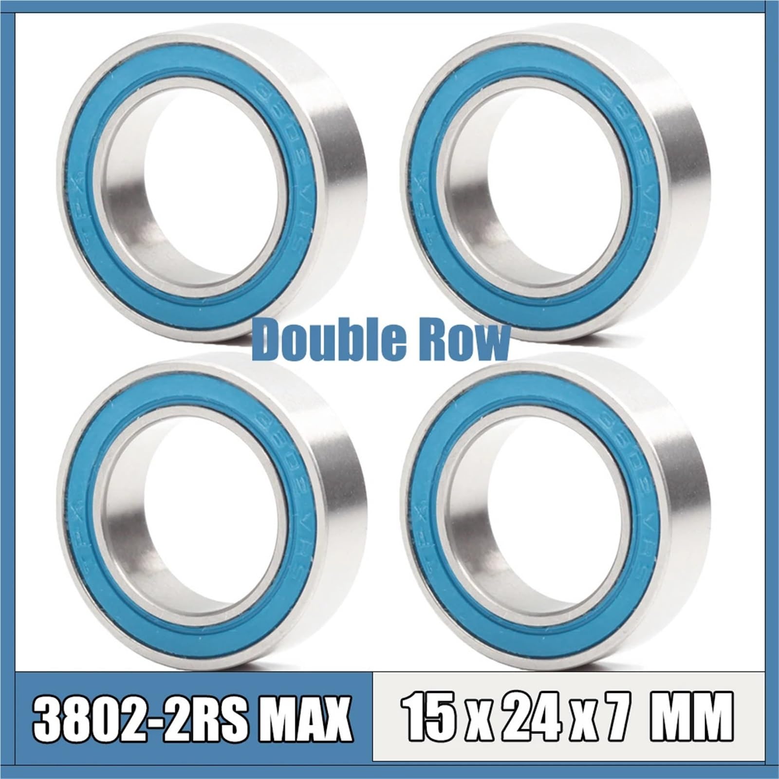 Roulements à billes, Lot de 4 roulements à billes 3802-2RS MAX, 15 x 24 x 7 mm, double rangée de billes, pièces de réparation for pivot de suspension de vélo