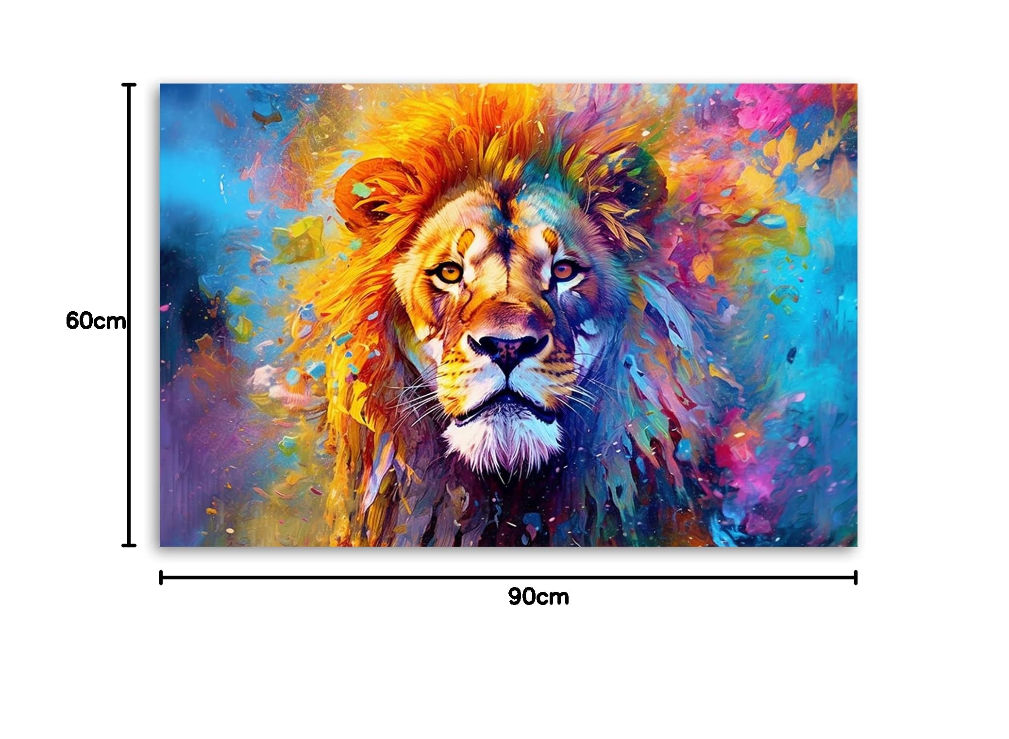 Feeby Bilder Löwe Natur Abstrakt 90x60 cm 1 tlg Modern Leinwandbilder Bild auf Leinwand Kunstdruck Wand Bild Wanddeko Design Schlafzimmer Büro Flur Hotel Spa Wohnzimmer Afrika Tier mehrfarbig