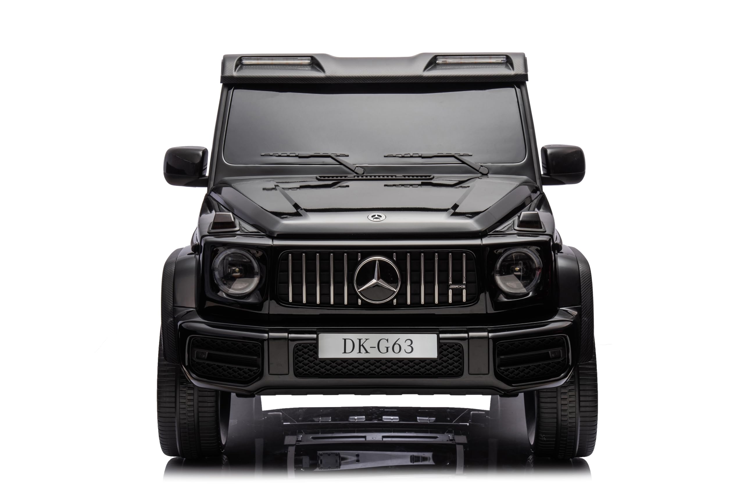 FINOOS Kinder Elektroauto Mercedes G63 2 Sitzer 24V, 4X 200W insgesamt 800W, AMG Doppelsitzer Kinderauto Elektrisch mit Fernbedienung - Ledersitz und Eva Reifen - Elektroauto für 2 Kinder (Schwarz)