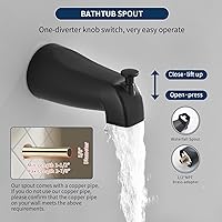 Vista 4 de Juego completo de grifo para bañera y ducha, cabezal de ducha doble y juego combinado de mano 2 en 1, sistema de ducha con boquilla de bañera y kit