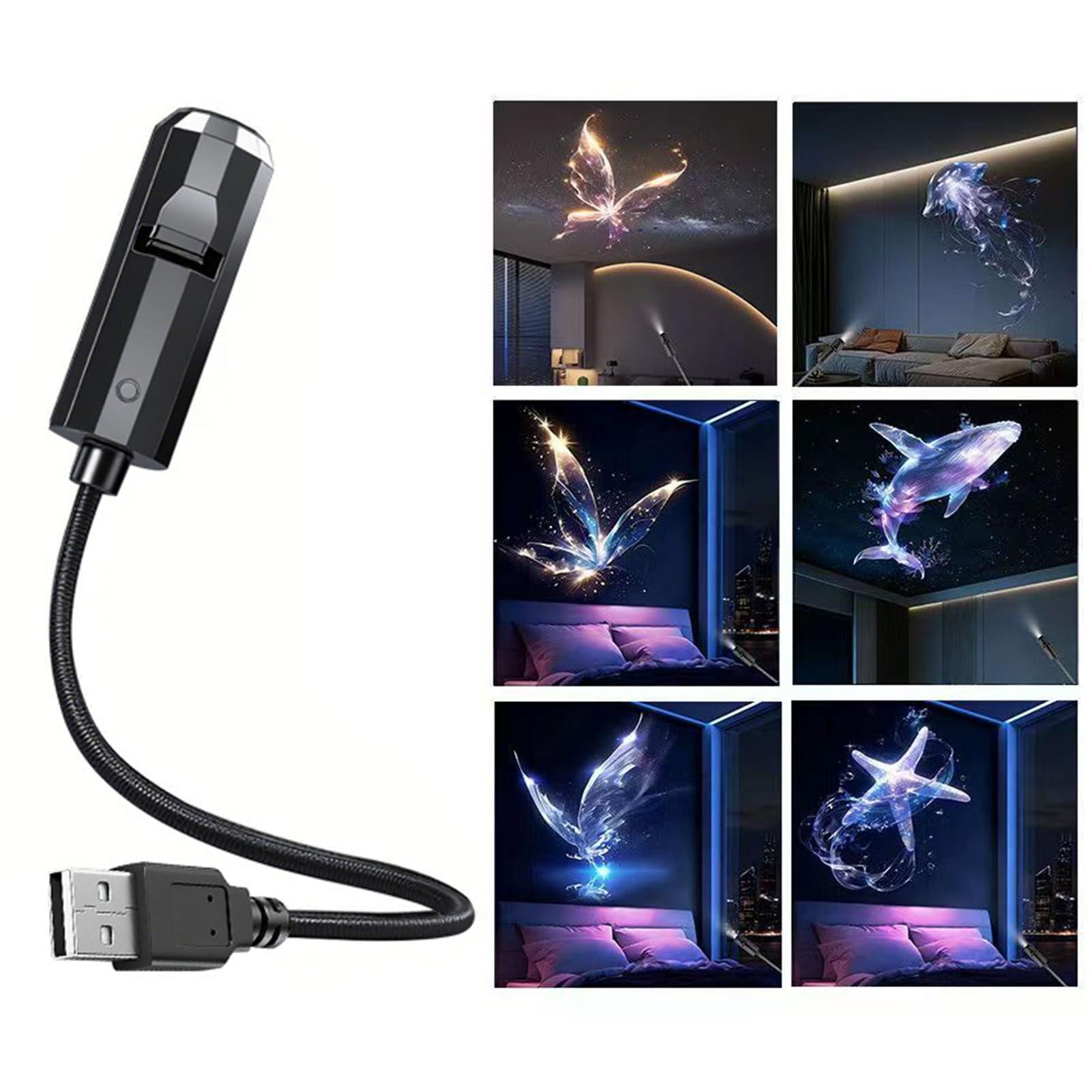 CHENRI USB Moon Projector Night Light (6 Films B)