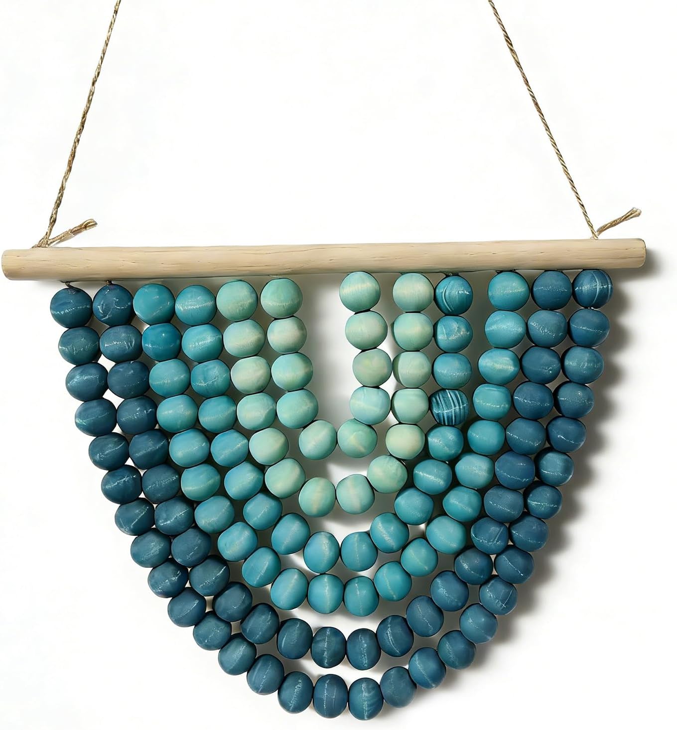 DHSUN Wooden Beaded Garland Hanging Decoration, Small Boho Wall Decor, Handcrafted Home Decor for Bedroom, Living Rooms, Entryways, Apartments, and Dorm Rooms (Ocean Blue Gradient, 12 Inches)