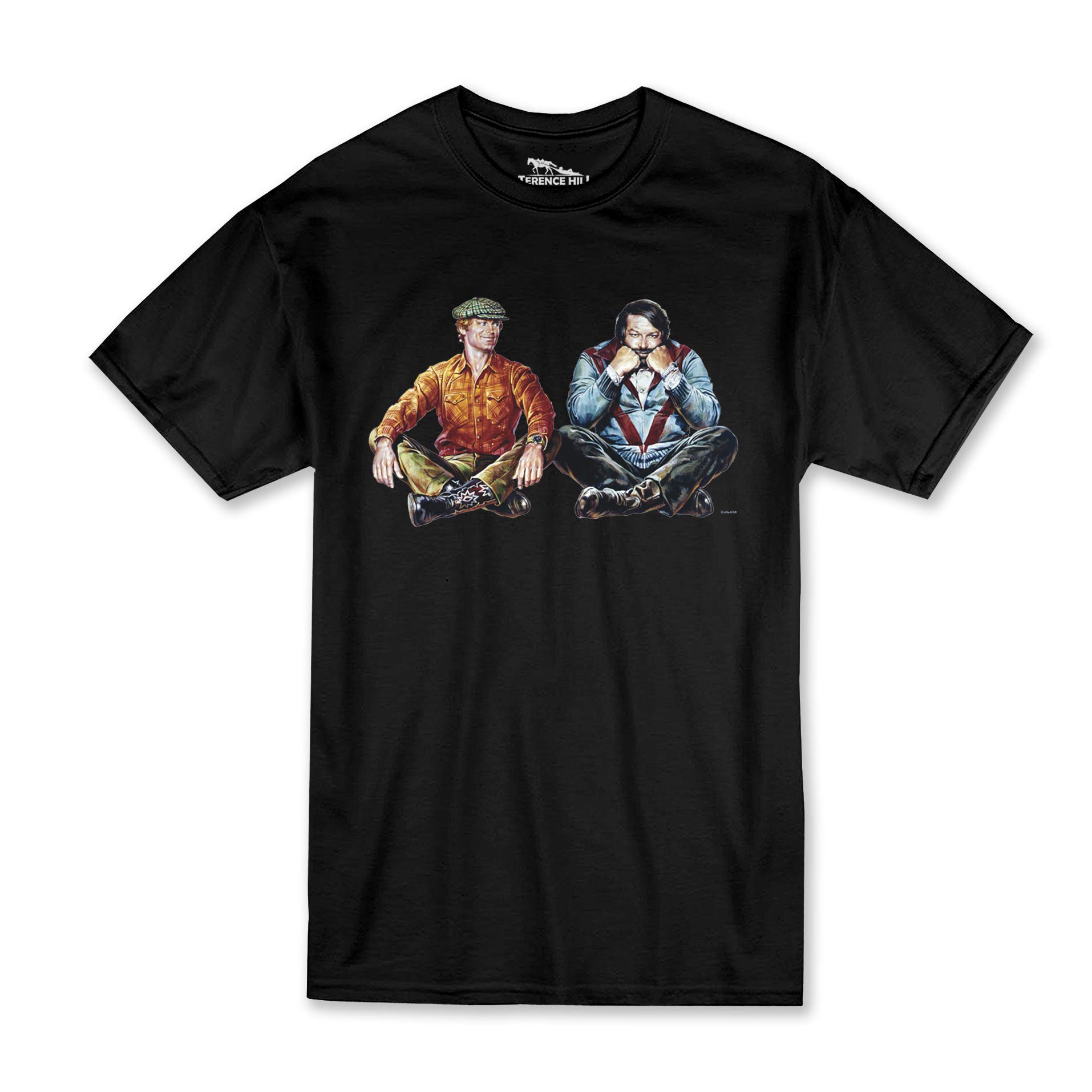 Terence Hill Men's Black Bud Spencer T-Shirt - Zwei Wie Pech Und Schwefel - Wir Lassen Bier Und Wurchen Entscheiden (Black), Xl
