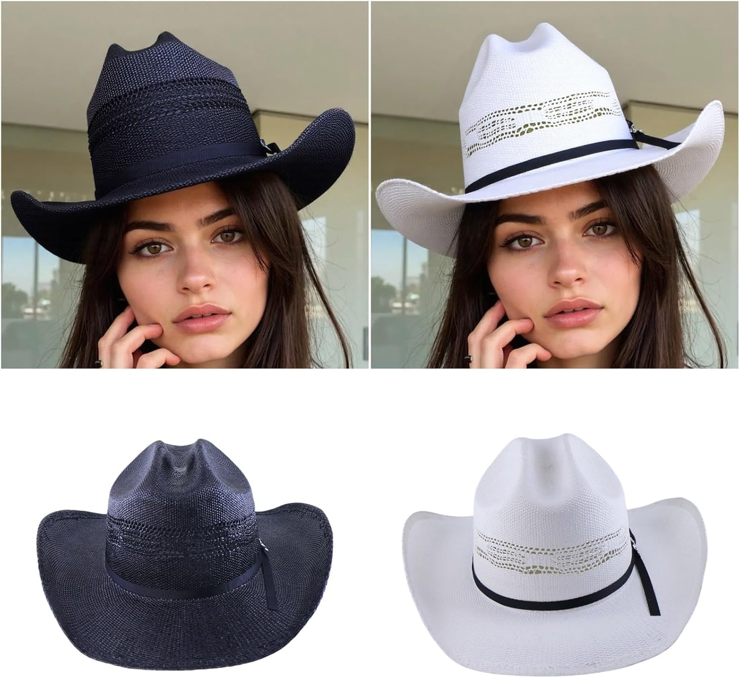 Breathable Paper Straw Sun Hat with Roll Brims Hollowout Design for Outdoor Activity Vacation Headwear for Adult