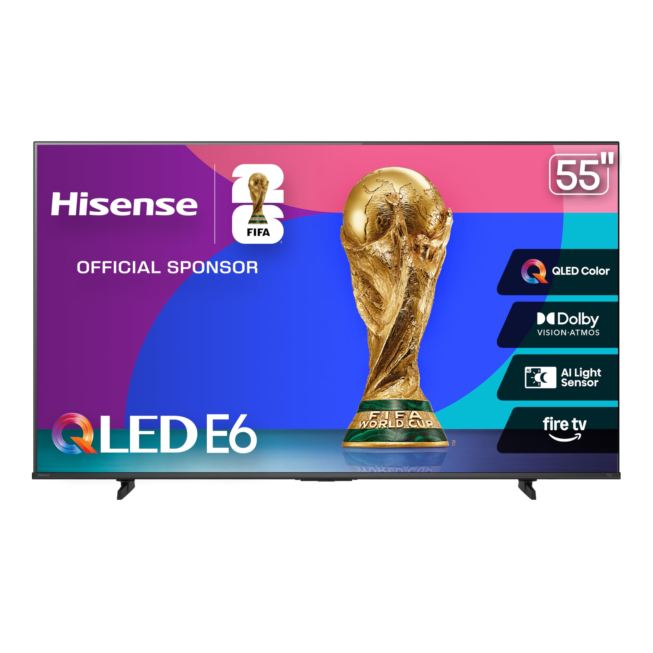 Hisense 55" E6 Cinema Series QLED 4K UHD Smart Fire TV (55E6QF, 2025 Model) - QLED, AI Light Sensor, Dolby Vision · Atmos, Voice Remote with Alexa, Motion Rate 120, HDR 10+ Adaptive, Game Mode Plus
