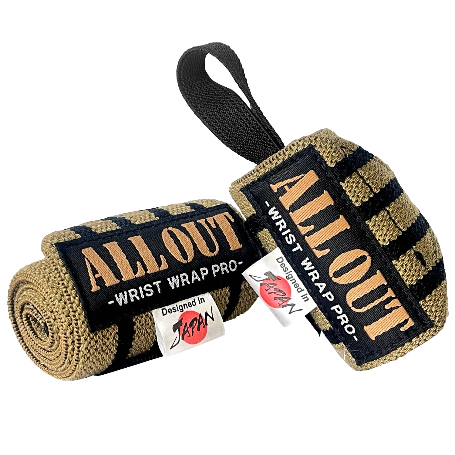 ALLOUT リストラップ 【横川尚隆選手愛用】 ガッチリ固定 手首を痛めない 筋トレ ウエイトトレーニング 手首サポーター 男女兼用 正規品 オールアウト (モカブラウン, 24インチ（61ｃｍ）)