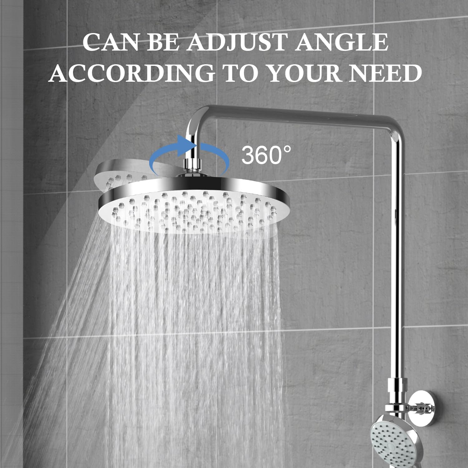 Soffione Doccia Rotondo 24.5 cm Inox 304 Anticalcare Alta Pressione