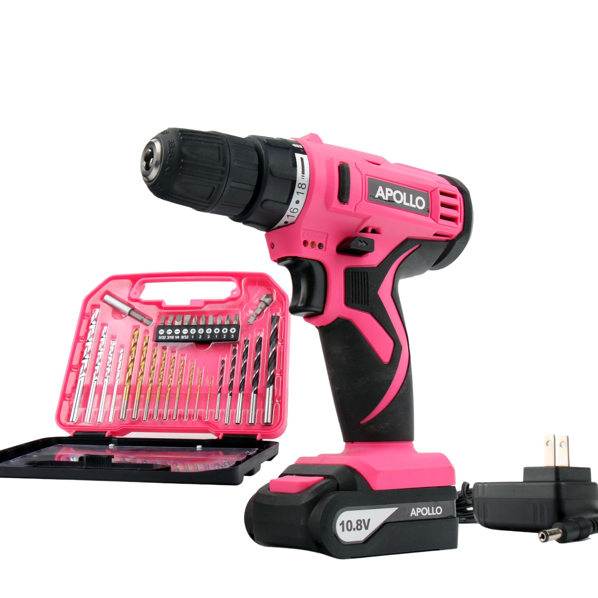 Apollo Tools Potente taladro inalámbrico de iones de litio de 10,8 V
