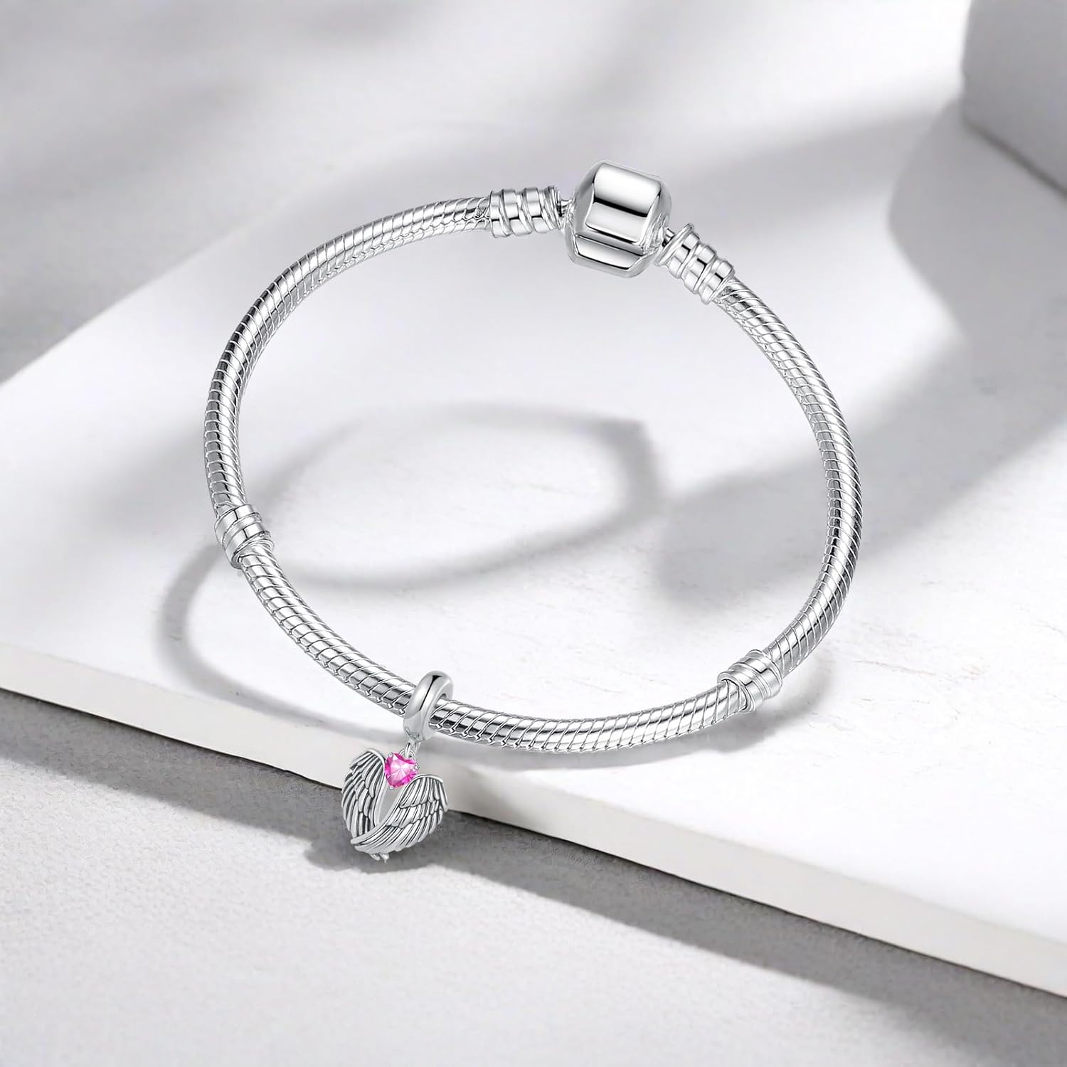 Guardian Angel Wings Charm 12 Heart Birthstone Bead Compatible With Pandora Bracelet Women Present - Image 2