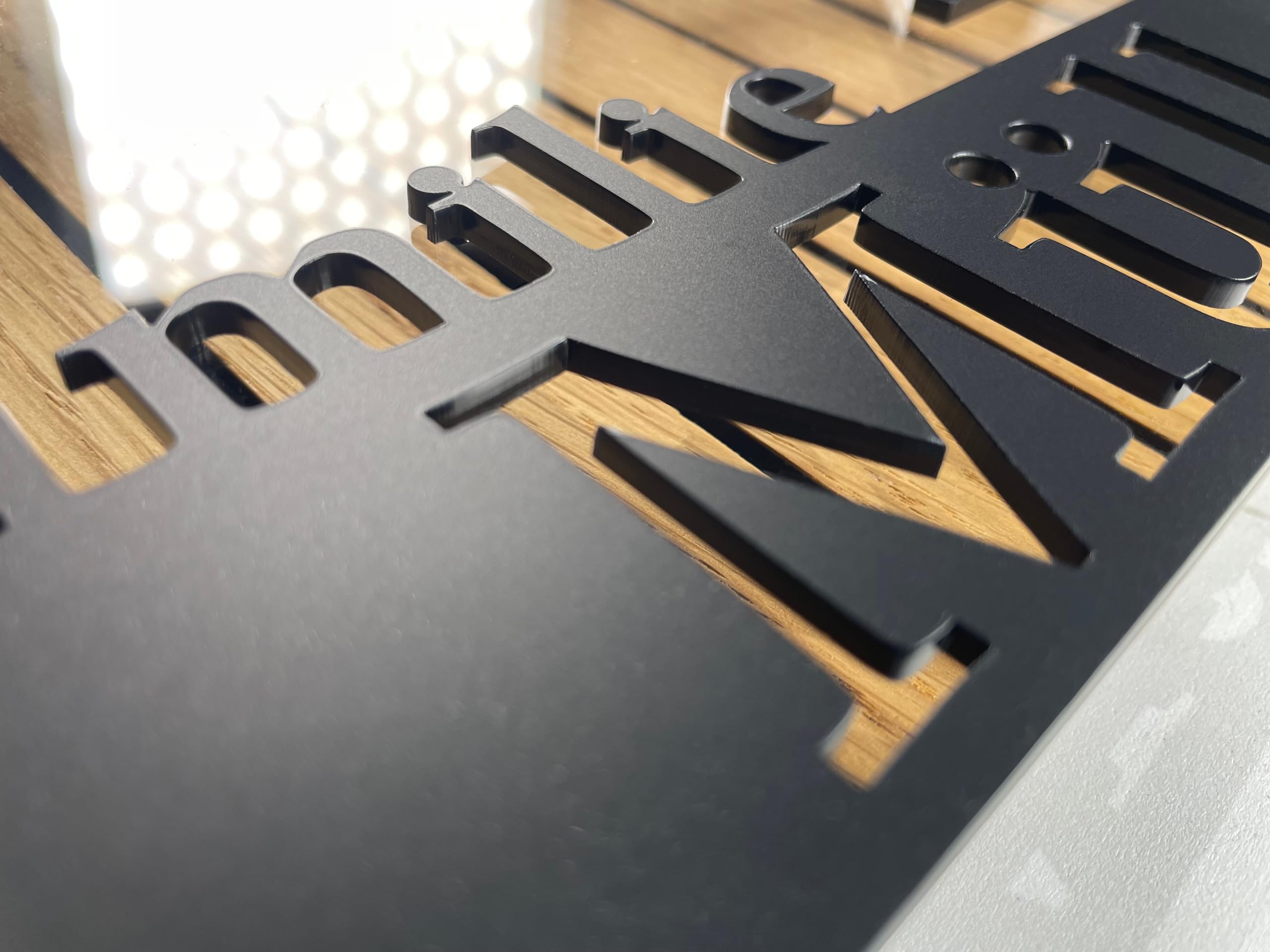 Hausnummern hausnummernschild schwarz schild Adressschild haus hauswand personalisiert acrylglass 3d individuelles design (Eiche mit Streifen, 20x30cm)