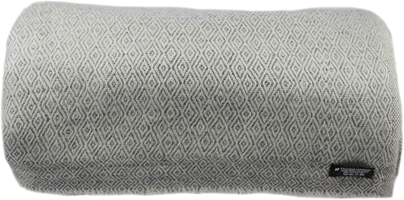 Nepalese Handicraft Diamond Wool Blend Throw Collection for Bed, Couch,Sofa - 54inch x 108inch- Super Soft, Light Weight, Travel and Meditation Blanket for All Seasons - Grey
