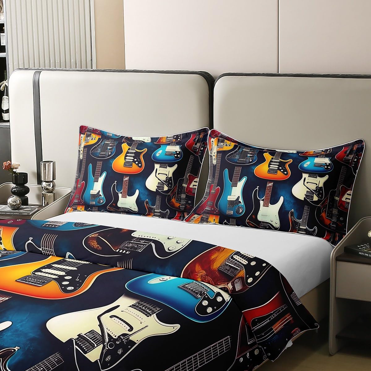 Housse de couette 135 x 200 cm - 100 % coton - Thème de musique moderne - Pour chambre à coucher de garçon - Inspiré du style hip pop - Avec 1 taie d'oreiller