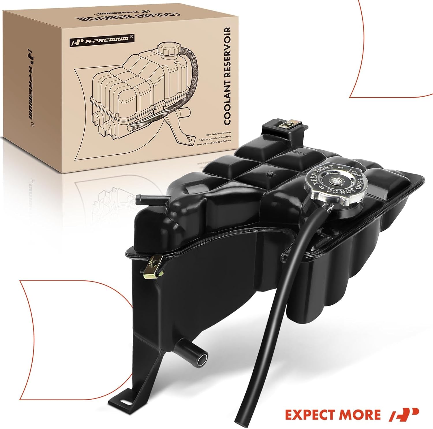 A-Premium Engine Coolant Overflow Recovery Reservoir Tank with Cap and Tubing Compatible with Cadillac Seville 1993-1997, Eldorado 1993-2002, DeVille 1994-1999, 4.6L