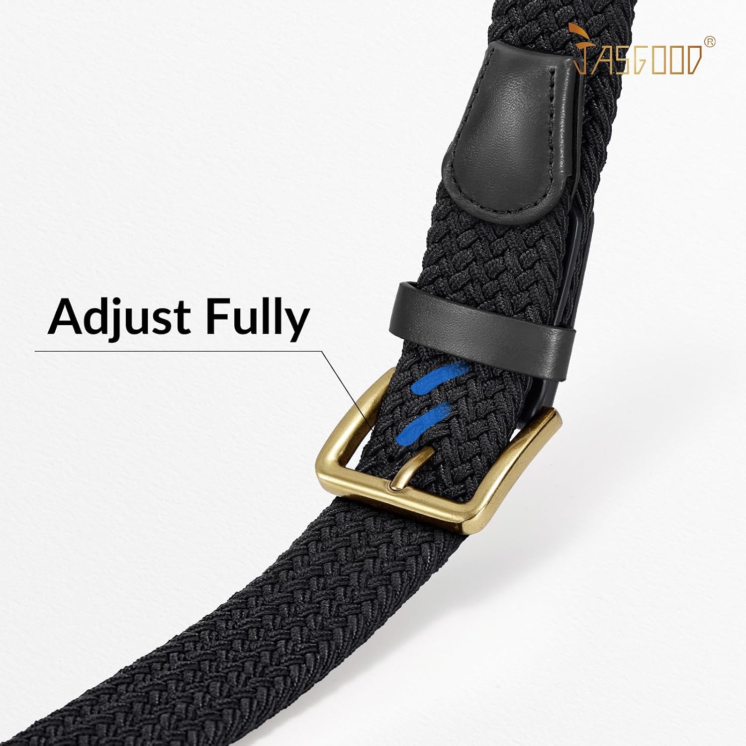 JASGOOD Braided Belt Women Stretch Woven Belts for Golf Elastic Casual 1 3/8" Jeans Shorts Pants