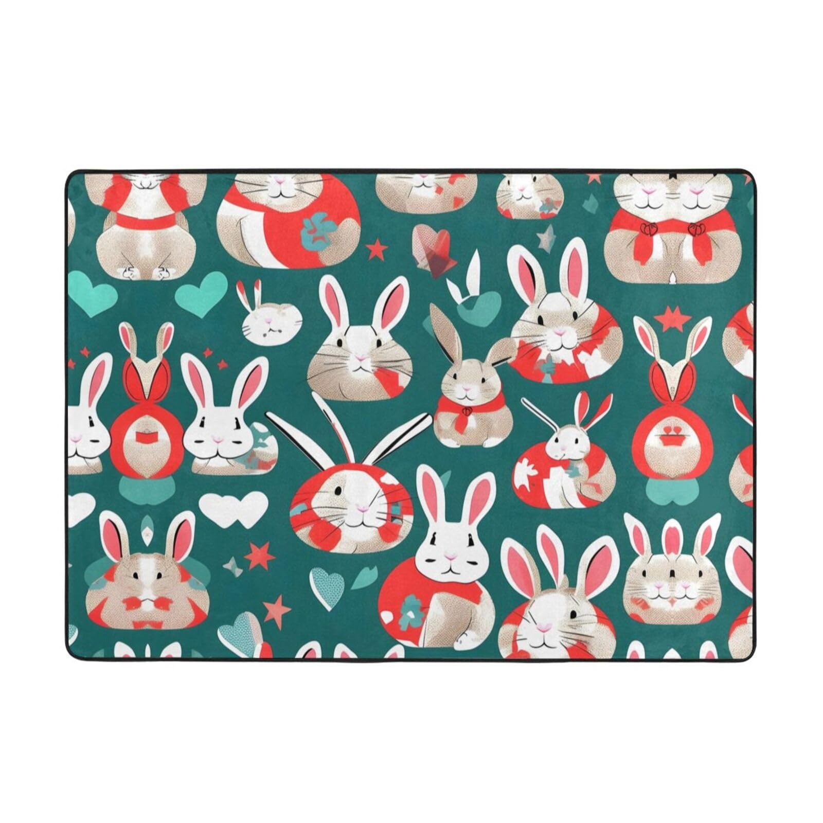 Tapis imprimé lapins anti-décoloration tapis doux pour salon